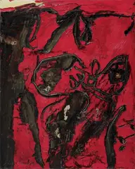 Emil Schumacher, Soman, Öl und Sand auf Leinwand