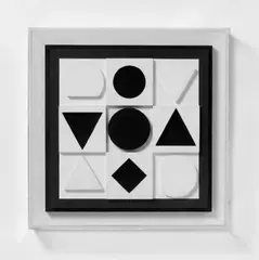 Eclipse by Victor Vasarely, 2 Reliefarbeiten: jeweils Acryl über Holzrelief, sold Nov 2003