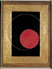 Erich Buchholz, Roter Kreis im Goldkreis (Roter Kreis im Schwarz), Holzrelief, farbig gefaßt