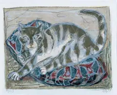 Katze by Otto Dix, Original-Farblithographie auf Van Gelder-Bütten, sold Nov 2003