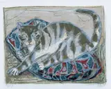 Otto Dix, Katze, Original-Farblithographie auf Van Gelder-Bütten