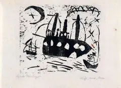 Fröhliche Schiffsreise by Lyonel Feininger, Original-Holzschnitt auf Chinabütten, sold Nov 2003