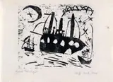 Lyonel Feininger, Fröhliche Schiffsreise, Original-Holzschnitt auf Chinabütten
