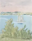 Heller Segler by Erich Heckel, Aquarell über Bleistiftzeichnung auf weißem Zeichenpapier, sold Nov 2003