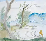 Am Untersee by Erich Heckel, Aquarell und Deckfarben über Bleistift auf bräunlichem Büttenpapier, sold Nov 2003