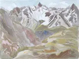Hochgebirge by Erich Heckel, Aquarell und Kreide über Bleistiftvorzeichnung auf elfenbeinfarbenem Bütten, sold Nov 2003