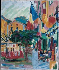 Auguste Herbin, Une Place à Bastia, Öl auf Leinwand