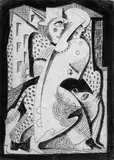 Béla Kádár, Paar mit Hund auf der Straße