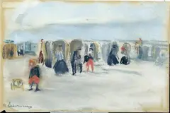 Strandkörbe by Max Liebermann, Pastell auf elfenbeinfarbenem Velin, sold Nov 2003