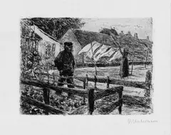 Max Liebermann, Die Bleiche, Original-Radierung auf Japan