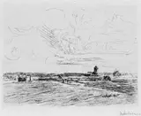 Max Liebermann, Nordwijkabend, Original-Radierung auf glattem Velin