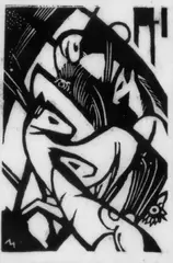 Springende Pferdchen by Franz Marc, Original-Holzschnitt auf dünnem Japan, sold Nov 2003