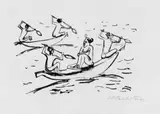 Max Pechstein, Reisebilder. Italien-Südsee, Mit 50 Original-Lithographien sowie 5 lithographierten Textseiten (einschließlich Titel und Druckvermerk) auf unterschiedlichen Japanpapieren. Einzeln signiert. Exemplar 10 der Vorzugsausgabe von 50 Folgen. Lose in grüner Orig.- Wildlederkassette mit Goldprägung