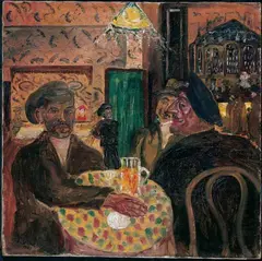 Karl Schwesig, Arbeiterkneipe, Öl auf Leinwand
