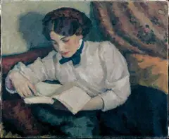 Eugen Spiro, Beim Lesen (Modell in Paris), Öl auf Leinwand