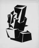 Komposition by Jakow Georgjewitsch Tschernichow, Tuschezeichnung auf strukturiertem chamoisfarbenen Velin, sold Nov 2003