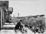 Lesser Ury, Kaffeeterrasse Unter den Linden, Original-Lithographie auf Bütten