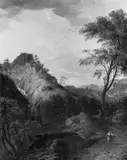SÜDLICHE BERGLANDSCHAFT. by Umkreis Jan Frans van Bloemen, Öl auf Leinwand (doubliert), sold Nov 2003