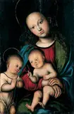 Lucas Cranach the Elder, MADONNA MIT KIND UND DEM JOHANNESKNABEN., Öl auf Holz