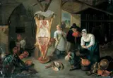 Mattheus van Helmont, DAS GESCHLACHTETE SCHWEIN., Öl auf Leinwand (doubliert)