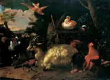 zugeschrieben Melchior de Hondecoeter, TIERIDYLLE., Öl auf Leinwand (doubliert)