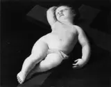 Nachfolge Guido Reni, DAS AUF DEM KREUZ SCHLAFENDE CHRISTUSKIND., Öl auf Leinwand (doubliert)