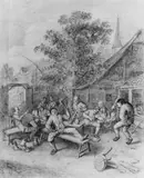 Umkreis Joos van Craesbeeck, BAUERNFEST., Kreide auf Papier