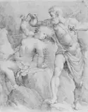 HERKULES BEFREIT HESIONE. by Umkreis François Lemoyne, Farbkreiden auf Papier, aufgezogen wegen Papierverlust, sold Nov 2003