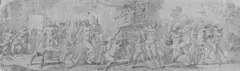 BACCHUSFEST. by Umkreis Nicolas Poussin, Feder in Schwarz und Braun, laviert, auf Papier, aufgezogen, sold Nov 2003