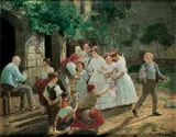 Ferdinand Georg Waldmüller, AM FRONLEICHNAMSMORGEN., Öl auf Leinwand