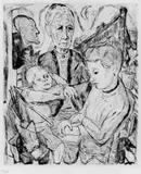 Max Beckmann, Familienszene (Familie Beckmann), Original-Radierung (Kaltnadel) auf Velin