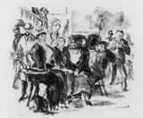 Max Beckmann, Admiralscafé, Original-Lithographie auf Bütten mit dem Wasserzeichen "JWZanders"