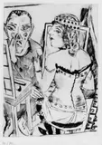 Max Beckmann, Garderobe, Original-Radierung (Kaltnadel) auf Velin