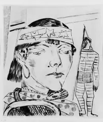 Schlangendame by Max Beckmann, Original-Radierung (Kaltnadel) auf Velin, sold May 2003