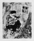 Marc Chagall, Der Mensch und sein Ebenbild. Der durch einen Pfeil verwundete Vogel. Der Trunkenbold und seine Frau. Die Wölfe und die Schafe. Der Schäfer und das Meer. Der Wolf, die Mutter und das Kind. Der Geizhals, der seinen Schatz verlor, 7 Original-Radierungen um