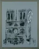Marc Chagall, Notre-Dame en gris, Original-Farblithographie auf grauem Velin mit dem Wasserzeichen "Canson & Montgolfier Les Annoy"