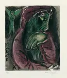 Marc Chagall, Hiob in der Verzweiflung, Original-Farblithographie auf Arches-Velin