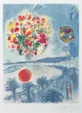 Marc Chagall, Die untergehende Sonne (Soleil Couchant), Nach einer Vorlage von Chagall, als Farblithographie von Charles Sorlier ausgeführt, auf Arches-Velin
