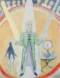 Zauberkünstler by Erich Heckel, Aquarell über Bleistiftvorzeichnung auf elfenbeinfarbenem Bütten von Hahnemühle, sold May 2003