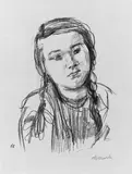 Trudl (Brustbild) by Oskar Kokoschka, Original-Lithographie, rotbraun gedruckt, auf Chinapapier, sold May 2003