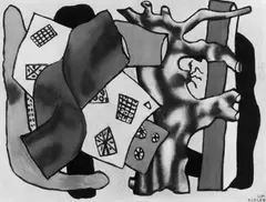 Ohne Titel by Fernand Léger, Farbiges Pochoir nach einem Ölbild von 1945, auf Arches-Velin, sold May 2003