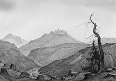 Franz Lenk, Die Wartburg, Aquarell und Federzeichnung auf leicht strukturiertem Velin