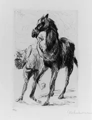 Pferdeführer II by Max Liebermann, Original-Radierung (Kaltnadel) auf schwerem Velin, sold May 2003