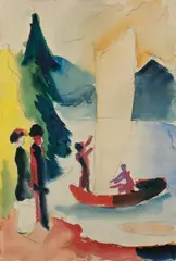 August Macke, Gelbes Segel, Aquarell über Bleistift auf festem Zeichenpapier