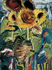 Wilhelm Ohm, Sonnenblumen, Öl auf dünnem Sperrholz