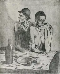 Pablo Picasso, Le repas frugal, Original-Radierung auf Velin mit dem Wasserzeichen "Van Gelder Zonen"