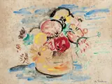 Hans Purrmann, Blumenstilleben, Aquarell und Gouache über Bleistift auf Büttenpapier mit Wappen und Monogramm von Van Gelder Zonen "VGZ"