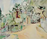 Strasse in Hendaye by Hans Purrmann, Öl auf Leinwand, sold May 2003
