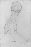 Egon Schiele, Studie nach seiner Schwester Gerti, im Profil nach rechts