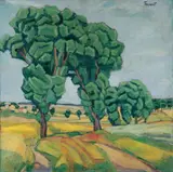 Georg Tappert, Bäume in hügeliger Landschaft